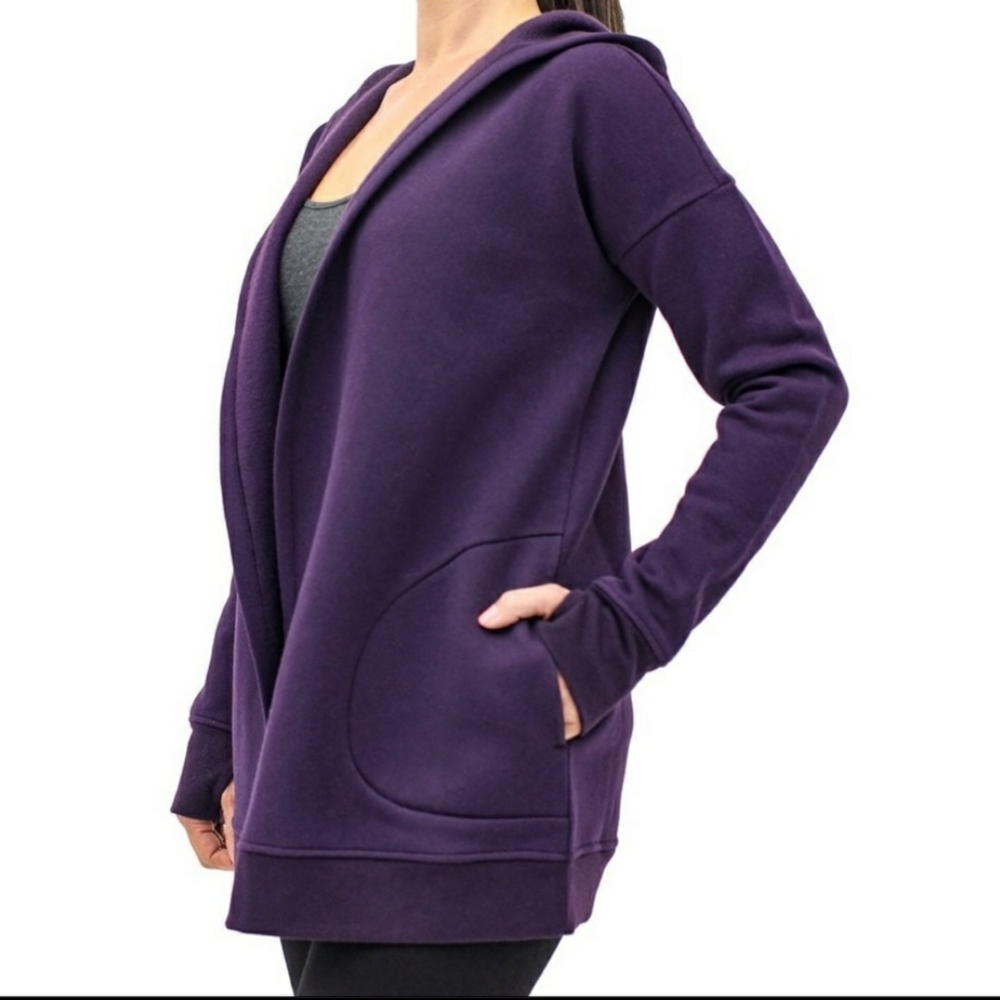 Active Life Longline Open Front Hoodie Cardigan Purple size Medium Lounge
